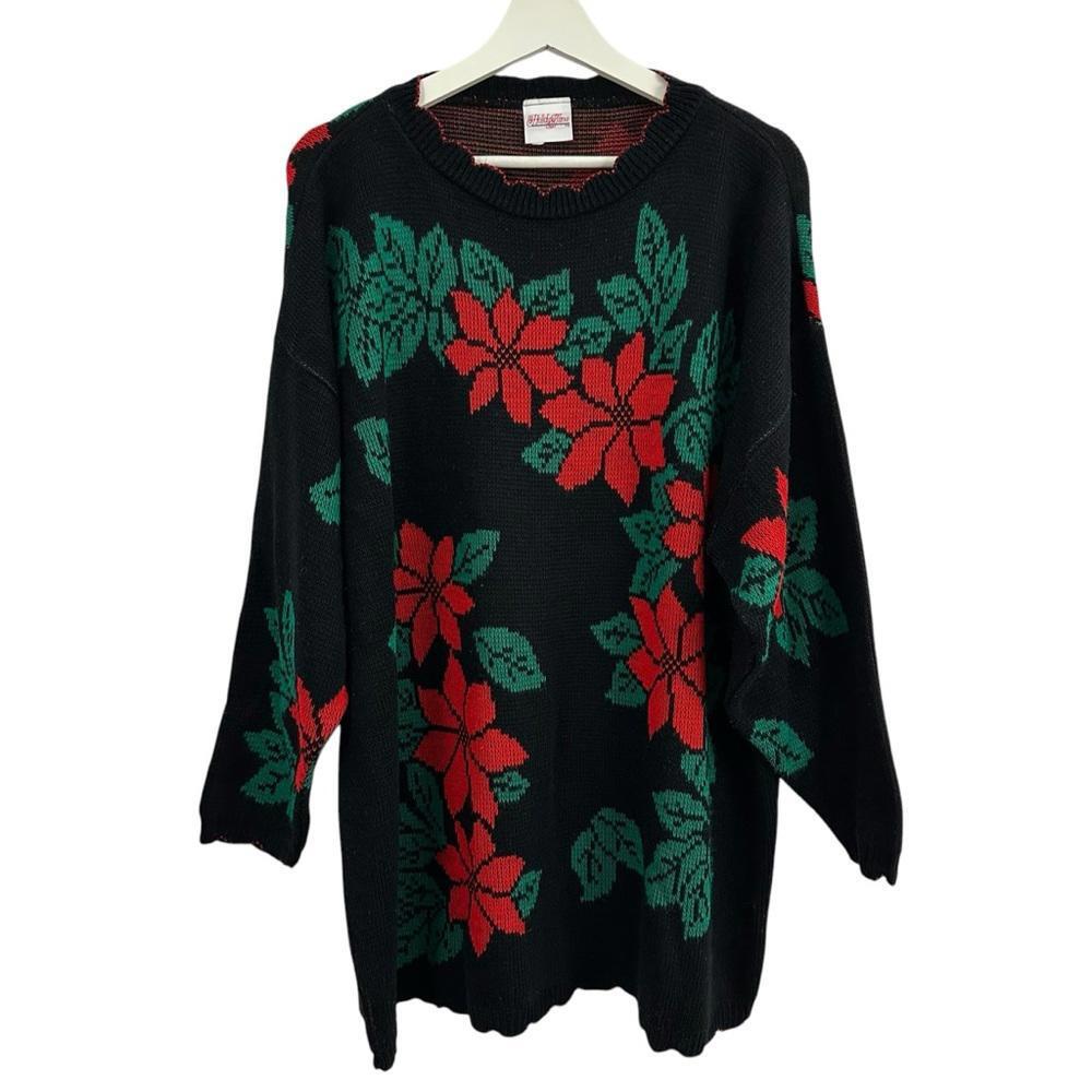 Vintage Holiday Time Women’s Poinsettia Ugly Christmas Sweater Size 18W
